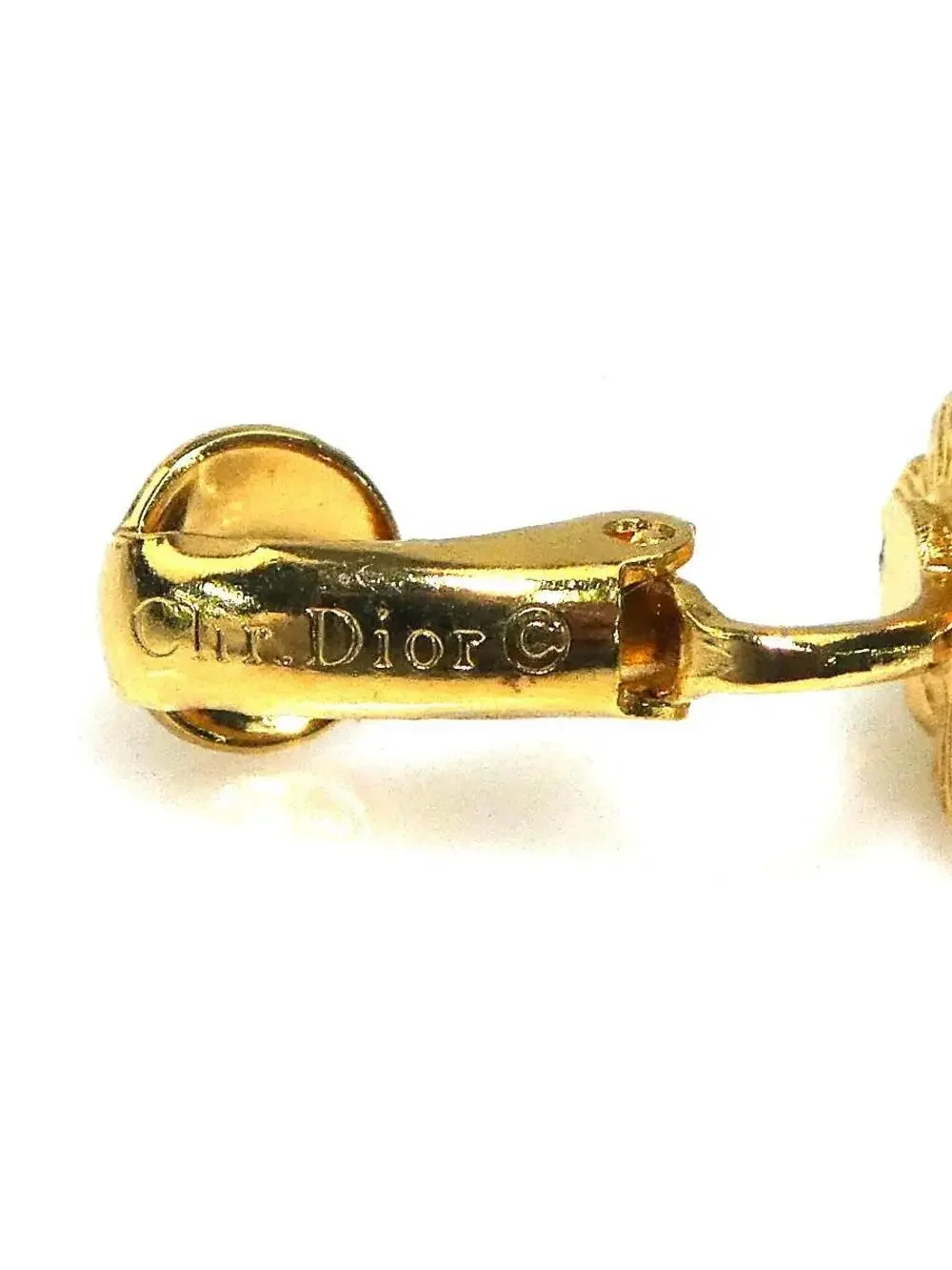 Auth Christian Dior Earrings Gold/White #303058C11B